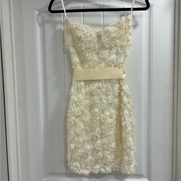 Va Va Voom Off White Mini Dress with 3D Flowers Size Small - Picture 3 of 6